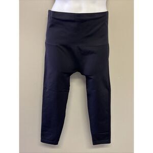 SPANX Women’s Solid Black Pull-on Textured High Rise Nylon Cropped Leggings- 3X